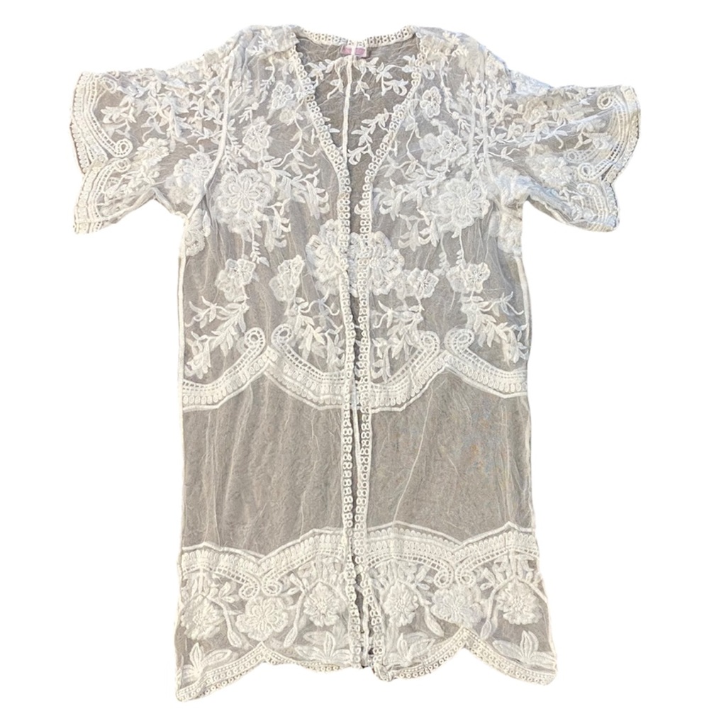 MAEVEN BRIDAL - Boho Lace Kimono / Bridal Lace Robe / Beach Cover-Up - Picture 9 of 15
